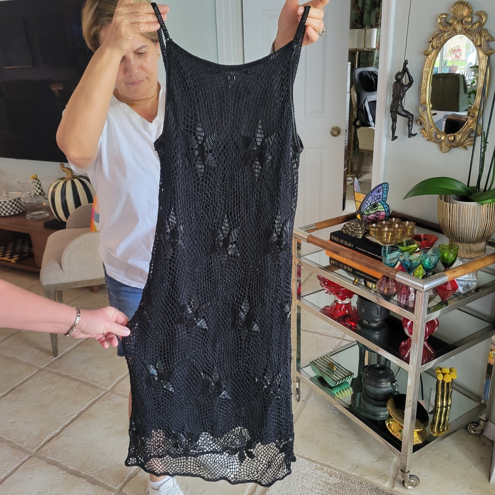 Carole Little Elegant Beaded Lined Black Dress